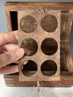 RARE Antique Victorian Era Indian 1900s Inlaid Wooden Perfume Bottle Lock Box