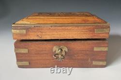 RARE Antique Victorian Era Indian 1900s Inlaid Wooden Perfume Bottle Lock Box