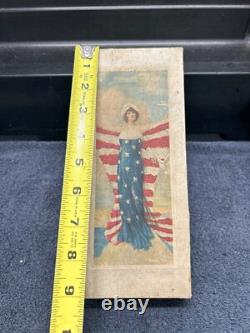 RARE RARE Vintage Early 1900's Patrotic Box withOld Ephemera Envelopes Found Insid