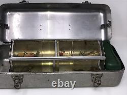RARE Vintage ROLL-A-TRAY Tackle Box by Upper Midwest MFG, CO. With vintage lures