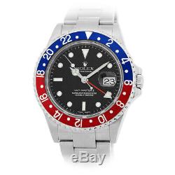 ROLEX Stainless Steel GMT Master II Pepsi 40mm 16710 Box Warranty Papers MINTY