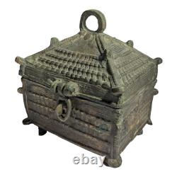 Rare 1800's Old Vintage Antique Brass Fine Engraved Unique Beautiful Jewelry Box