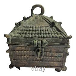 Rare 1800's Old Vintage Antique Brass Fine Engraved Unique Beautiful Jewelry Box