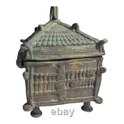 Rare 1800's Old Vintage Antique Brass Fine Engraved Unique Beautiful Jewelry Box