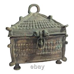 Rare 1800's Old Vintage Antique Brass Fine Engraved Unique Beautiful Jewelry Box