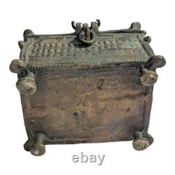 Rare 1800's Old Vintage Antique Brass Fine Engraved Unique Beautiful Jewelry Box