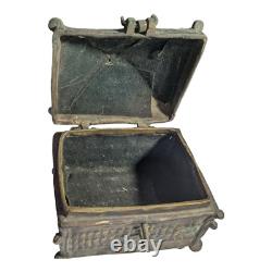 Rare 1800's Old Vintage Antique Brass Fine Engraved Unique Beautiful Jewelry Box