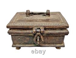 Rare 1850's Original Old Vintage Antique Brass Fine Design Engraved Jewelry Box