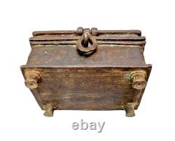 Rare 1850's Original Old Vintage Antique Brass Fine Design Engraved Jewelry Box