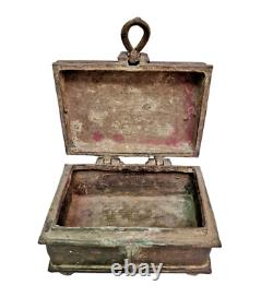 Rare 1850's Original Old Vintage Antique Brass Fine Design Engraved Jewelry Box