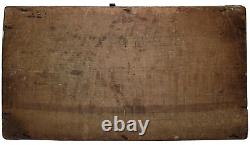 Rare 18th C American Folk Art, N. England Prmtv Hnd Pntd Pine Box, Wire LID Pull
