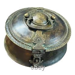 Rare 1900's Old Vintage Antique Brass Fine Engraved Unique Beautiful Jewelry Box