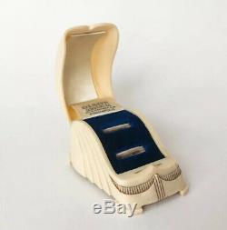 Rare Ring Box Wedding Set Celluloid Jewelry Velvet Display Art Deco Antique Vtg