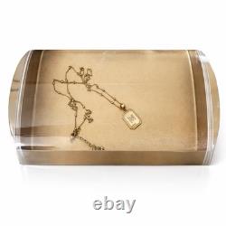 Rare VTG MCM Lucite Optical Jewelry Box Curved Magnifying Lid Gold-Tone 7x5x3