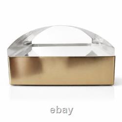 Rare VTG MCM Lucite Optical Jewelry Box Curved Magnifying Lid Gold-Tone 7x5x3