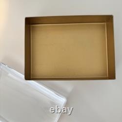 Rare VTG MCM Lucite Optical Jewelry Box Curved Magnifying Lid Gold-Tone 7x5x3