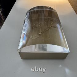 Rare VTG MCM Lucite Optical Jewelry Box Curved Magnifying Lid Gold-Tone 7x5x3