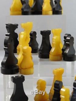Rare Vintage Art Deco Silette Catalin Chess Set Grays Of Cambridge Original Box