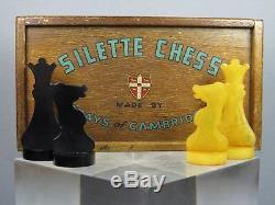 Rare Vintage Art Deco Silette Catalin Chess Set Grays Of Cambridge Original Box