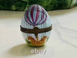 Rare Vintage HOT AIR BALLOON Trinket Box LIMOGES Peint A Main
