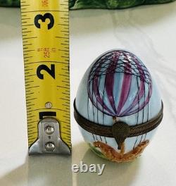 Rare Vintage HOT AIR BALLOON Trinket Box LIMOGES Peint A Main