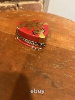 Rare Vintage Hand Painted Limoges Heart Trinket Box with Candies I Love You