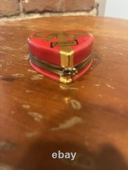 Rare Vintage Hand Painted Limoges Heart Trinket Box with Candies I Love You