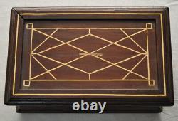 Rare Vintage Handcrafted Moroccan Bone Inlaid Wood Jewelry Box storage Chest