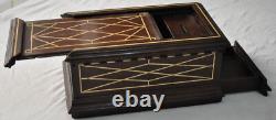 Rare Vintage Handcrafted Moroccan Bone Inlaid Wood Jewelry Box storage Chest