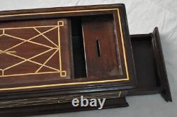 Rare Vintage Handcrafted Moroccan Bone Inlaid Wood Jewelry Box storage Chest