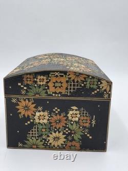 Rare Vintage Handmade Portuguese Straw Marquetry Floral Jewelry Trinket Box