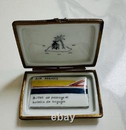 Rare Vintage ISLAND HOPPING WithTICKET Trinket Box LIMOGES Peint A Main