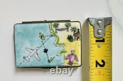 Rare Vintage ISLAND HOPPING WithTICKET Trinket Box LIMOGES Peint A Main