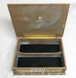 Rare Vintage Incolay Stone Grizzly Family Jewelry/Trinket Box EXC