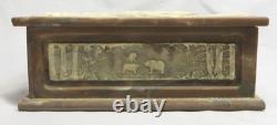 Rare Vintage Incolay Stone Grizzly Family Jewelry/Trinket Box EXC