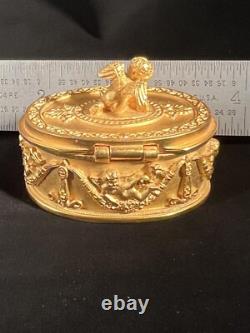 Rare Vintage Karl Lagerfeld Angel Cherub Pill Box Matte Gold Finish