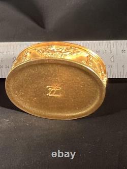 Rare Vintage Karl Lagerfeld Angel Cherub Pill Box Matte Gold Finish