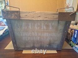 Rare Vintage LUCKY WoodSteel Nesting Box Chicago Mill Lumber 21 x 17 x 15