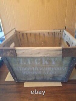 Rare Vintage LUCKY WoodSteel Nesting Box Chicago Mill Lumber 21 x 17 x 15