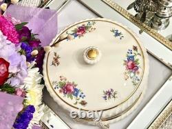 Rare Vintage Lenox Rose Porcelain Jewelry Box Hand Painted Gold Trim USA