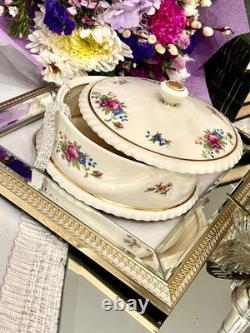 Rare Vintage Lenox Rose Porcelain Jewelry Box Hand Painted Gold Trim USA