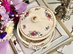 Rare Vintage Lenox Rose Porcelain Jewelry Box Hand Painted Gold Trim USA