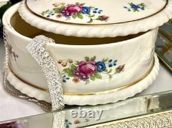 Rare Vintage Lenox Rose Porcelain Jewelry Box Hand Painted Gold Trim USA