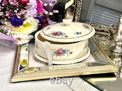 Rare Vintage Lenox Rose Porcelain Jewelry Box Hand Painted Gold Trim USA