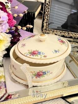 Rare Vintage Lenox Rose Porcelain Jewelry Box Hand Painted Gold Trim USA
