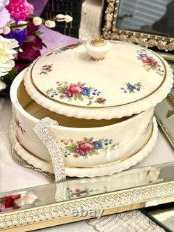 Rare Vintage Lenox Rose Porcelain Jewelry Box Hand Painted Gold Trim USA