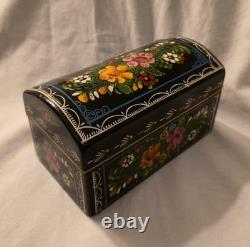 Rare Vintage Mexican Olinala Jewelry Trinket Box Lacquered Linaloe Wood