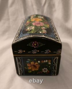 Rare Vintage Mexican Olinala Jewelry Trinket Box Lacquered Linaloe Wood