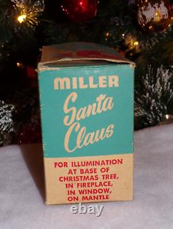 Rare Vintage Miller Light Up Plastic Santa Glows On Skis With Box Perfect