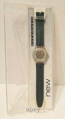 Rare Vintage Swatch Automatic Watch With Dark Green Genuine Leather Strap